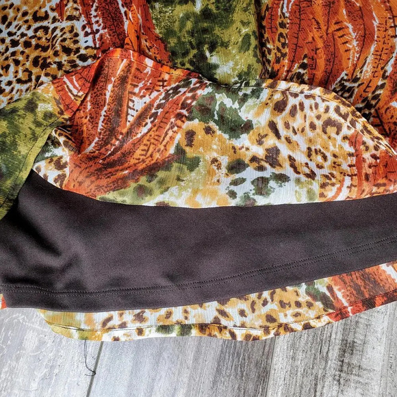 Iz Byer Sleeveless Chiffon Lined Earth Tone Animal Print Blouse Size Medium - Picture 8 of 12